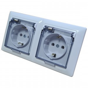 Bylectrica СТИЛЬ Роз. 2 мест. СУ (в 2 коробки!) земля, крышка IP44 белый (РС16-418)