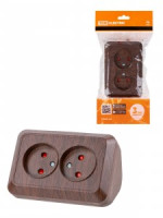 TDM Розетка угловая двойная 2П ОУ с з/ш IP20 250В 10А бук &quot;Ладога&quot; SQ1801-0342