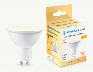 Ambrella лампа св/д MR16 GU10 9W(760lm) 2700K 2K 50х54 IC 190903