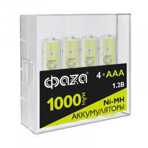Ак-р. ФАЗА AAA 1000мАч Ni-MH футляр пластик BL4 (80!) .5059757