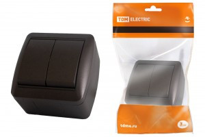 TDM Селигер выкл. 2-кл. ОУ IP44 10А шоколад (10!) SQ1818-0202