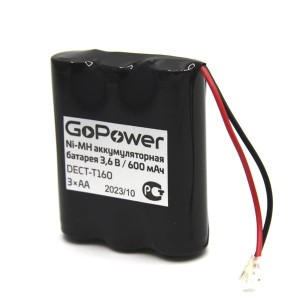 Аккумулятор для радиотелефонов GoPower T160 PC1 NI-MH 600mAh (1/15/180)