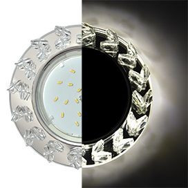 Ecola GX53 H4 LD5361 св-к Стекло Круг крупн.стразы Елочка подсв. 4K Хром-зерк 54x120 SE53RNEFB (10!)