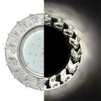 Ecola GX53 H4 LD5361 св-к Стекло Круг крупн.стразы Елочка подсв. 4K Хром-зерк 54x120 SE53RNEFB (10!)