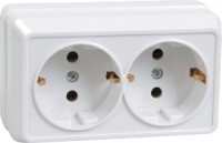 IEK ОКТАВА роз. ОУ 2 мест. (земля) 16А белый (корпус ABS) РС22-3-ОБ