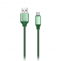 Дата-кабель USB(A)шт. - Type Cшт. Smartbuy нейлон.опл. Socks, 1м,, 2А, зел (iK-3112NS green)/100