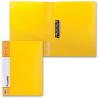 Папка с бок. мет. приж. и внутр. карм. BRAUBERG &quot;Contract&quot;, желтая, до 100лист., 0,7мм, бизнес-класс