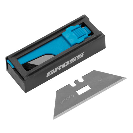 Лезвия, 19 мм, SK2 Black, трапециевидные, выдвижной пластиковый пенал, 10 шт. Gross