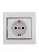 Lezard Мира роз. СУ 1 мест. 16А бел. с серой вставкой (земля, керамика, корпус PC) 701-0215-122