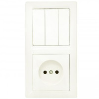 Bylectrica СТИЛЬ Блок (3 выкл. + роз.) СУ беж., (3В-РЦ-689 беж.)