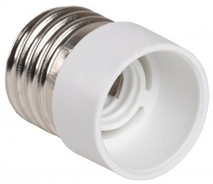 IEK Переходник с цоколя E27 на E14 белый, пластик, индивидуальный пакет ПР27-14-К02