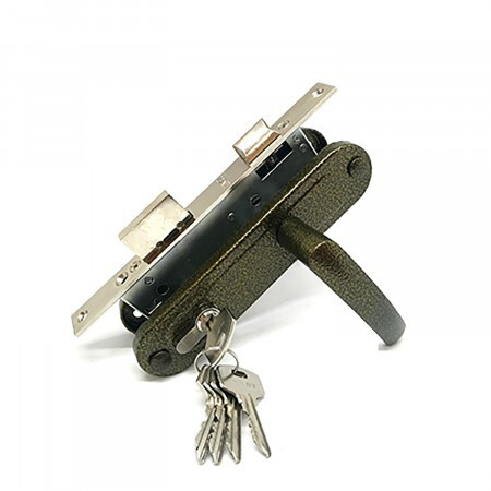 Замок врез ЗВ7-70.4-02 Зенит (бронза, м/о-70мм, 5кл.) с ручками   \15