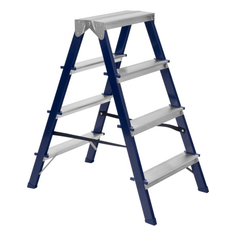 Стремянка двусторонняя 4 ступени, стальная, Сибртех