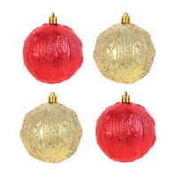 СНОУ БУМ Набор шаров 8 см, 4 шт, красный, золото, 26-114