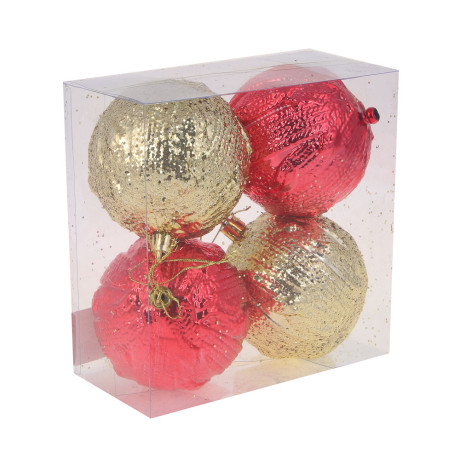 СНОУ БУМ Набор шаров 8 см, 4 шт, красный, золото, 26-114