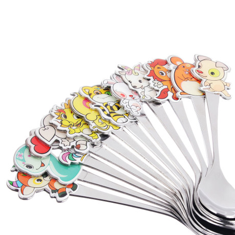 Ложка детская "Зверушка", малая, нерж.сталь, 12 дизайнов