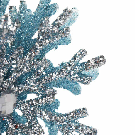 СНОУ БУМ Подвеска декоративная "Снежинка" 12 см, пластик, глиттер, голубой