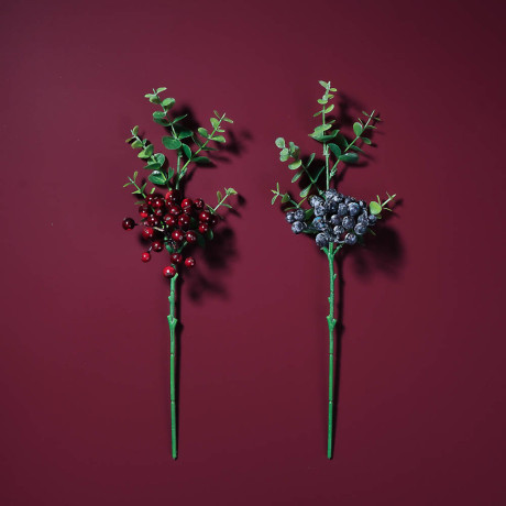 LADECOR Ветка с ягодами искусственная, 34 см, пластик, ткань