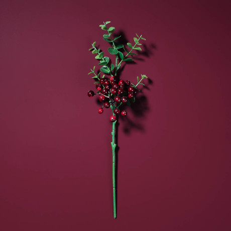 LADECOR Ветка с ягодами искусственная, 34 см, пластик, ткань