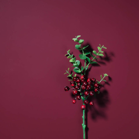 LADECOR Ветка с ягодами искусственная, 34 см, пластик, ткань