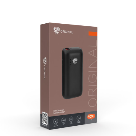 BY Аккумулятор мобильный Мини, 5000мАч, USB/Type-C, Быстрая зарядка QC3.0+PD, 5A, черный