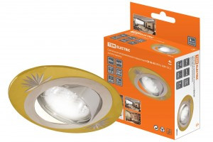 TDM GU5.3 MR16 50W св-к встр 02-05 поворот овал 12/220В зол/ник литая сталь (10!) SQ0359-0014