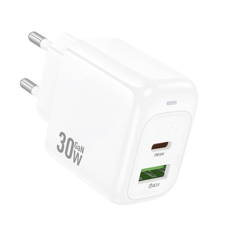 hoco. Зарядное устройство модель CS55A, USB+C 30W, цвет: белый