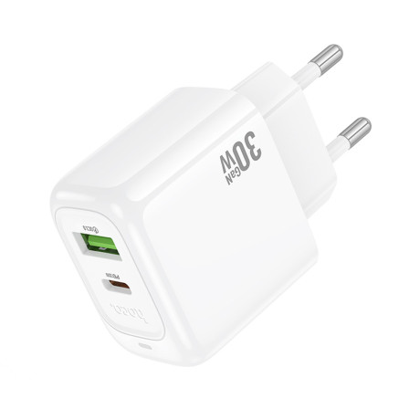 hoco. Зарядное устройство модель CS55A, USB+C 30W, цвет: белый