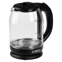 Чайник электрический, 1,8 л, 1500 Вт, стекло, черный (без подсветки)