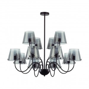 LUMION 6570/12C MODERNI LN25 черн./дымчатый/мет./стекло люстра G9 12x20W 220V SMOKY