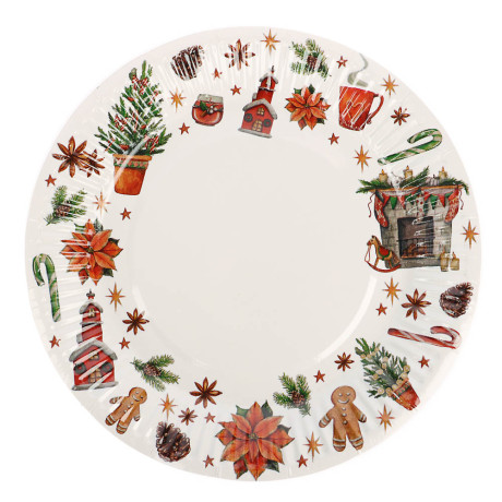 Набор бумажных тарелок Новогоднее настроение, 6 шт d=180 мм