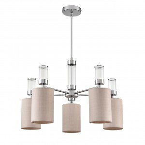LUMION 6585/5 MODERNI LN25 хром/беж., мет./текстиль, стекло Люстра E14 5x40W 220V ARNIKA