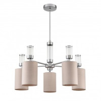 LUMION 6585/5 MODERNI LN25 хром/беж., мет./текстиль, стекло Люстра E14 5x40W 220V ARNIKA