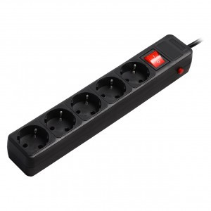 Smartbuy Сетевой фильтр (удл.) ПВС 3х1 5роз. 3м 16А черный земля,выкл,автомат SBSP-5-30-K