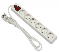 Гарнизон Сетевой фильтр (удл.) ПВС 3х0.75 6роз. 1.8м 10А земля, белый, пакет ECL-6-W-1.8