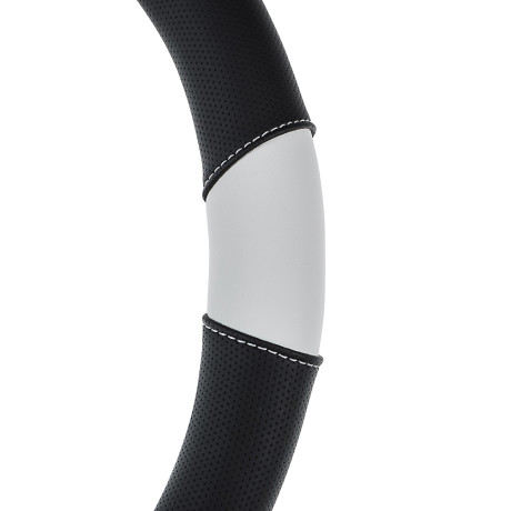 ЕРМАК Оплетка руля, экокожа, черный, белая вставка, размер М