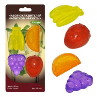 Охладители напитков &quot;Фрукты&quot;, набор 4шт/уп, цена за уп (кратность 12шт!!!), полиэт J13-103 Мультидом
