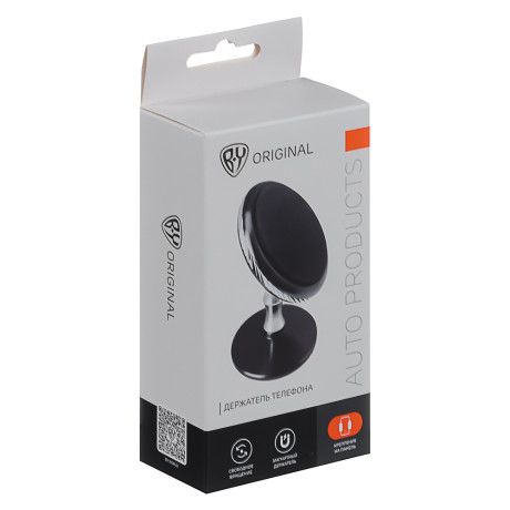 BY Держатель телефона магнитный, на панель, металлический, круглый, черный