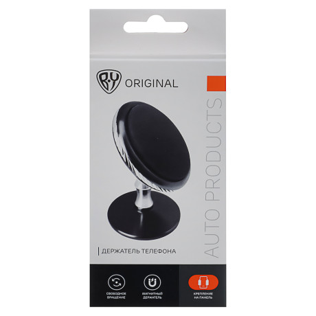 BY Держатель телефона магнитный, на панель, металлический, круглый, черный