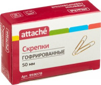 Скрепки Attache, 50 мм, гофрированные золотистые 30 шт.в карт.уп 959078