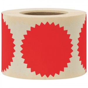 Этикетка самоклеящаяся д/опечатывания документов ЗВЕЗДОЧКА красная, 52 мм, 500 шт, BRAUBERG 111742