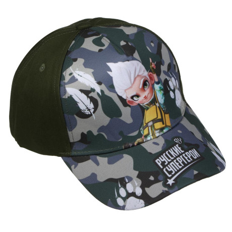 BY Русские Супергерои Кепка детская р.54, 50% хлопок, 50% полиэстер, цвет хаки, дизайн Леший