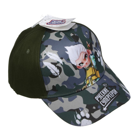 BY Русские Супергерои Кепка детская р.54, 50% хлопок, 50% полиэстер, цвет хаки, дизайн Леший