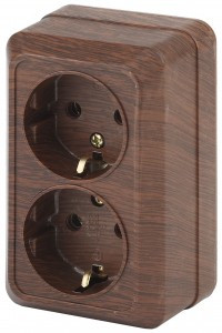 ЭРА Intro Quadro роз. ОУ 2 мест. 16A (земля, керамика) венге, 250В 2-204-10 0583