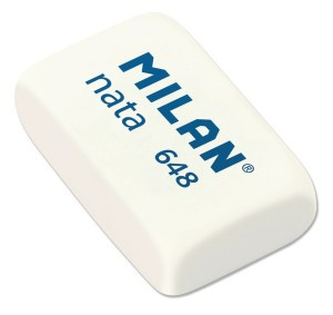Ластик пластиковый Milan nata 648 белый 3,1х1,9х0,9 973217