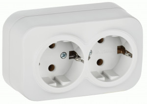 IEK GLORY роз. ОУ 2 мест. 16А (земля) РС22-3-ХБм белый мат. ERH21-K01M-16