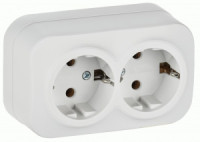 IEK GLORY роз. ОУ 2 мест. 16А (земля) РС22-3-ХБм белый мат. ERH21-K01M-16