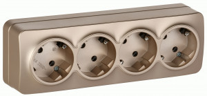 IEK GLORY роз. ОУ 4 мест. 16А (земля) РС24-3-ХШм шампань мат. ERH41-K37M-16