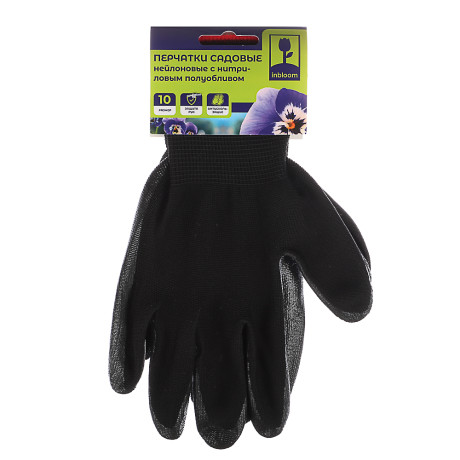 INBLOOM Перчатки садовые нейлоновые с нитриловым полуобливом, 10 размер, 23.5см, 30г