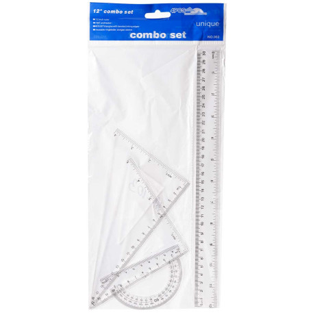 Набор линеек пластиковых (транспортир,2треугольника,линейка 20см) NK-103/17183PTR (320)